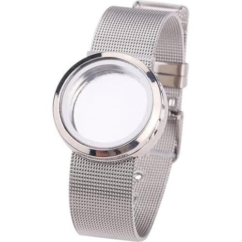 5pcs/lot 30mm round NO Rhinestone Floating charms Glass Living memory Locket Bracelet stainless steel Bracelets For Women/Men