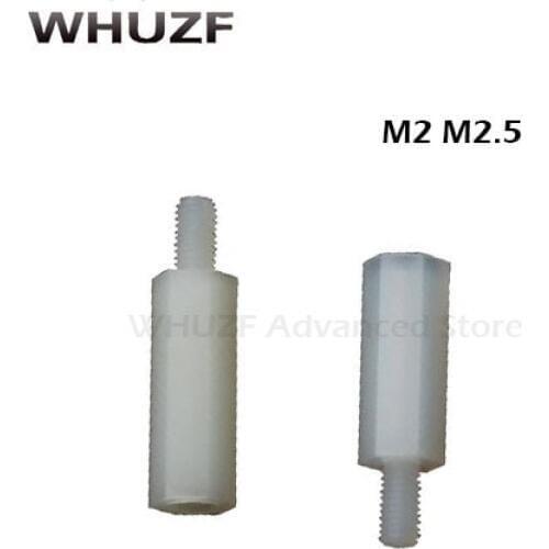 50pcs M2/M2.5*L+5/6mm Thread 5/6mm White Spacing Screw Plastic For PCB Motherboard Fixed Nylon Standoff Spacer Pillar