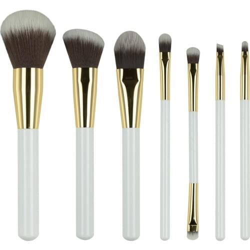 7 Pcs White Cosmetic Powder Eye Shadow Foundation Blush Makeup Brushes Tool Set Portable Beauty Tools Make Up Brush