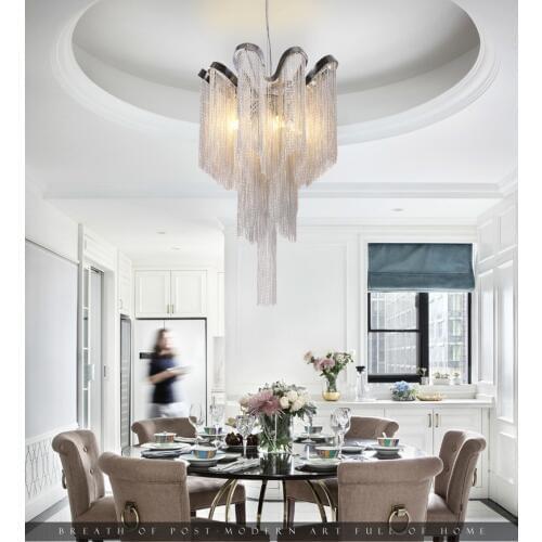 Aluminum Tassel Circular Chandelier For Living Room Dining Room Home Modern Luxury Simple European Style Led Bulb included