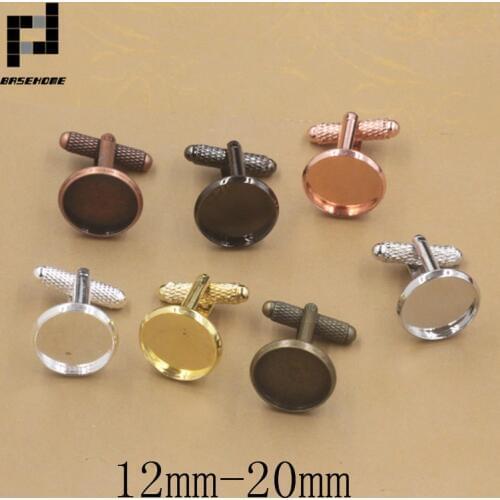 BASEHOME 10pcs/lot 12-20mm Screw Thread Cufflink Settings Blank Base Spacer Bezel Trays for Cobochon Cameo DIY Cufflink
