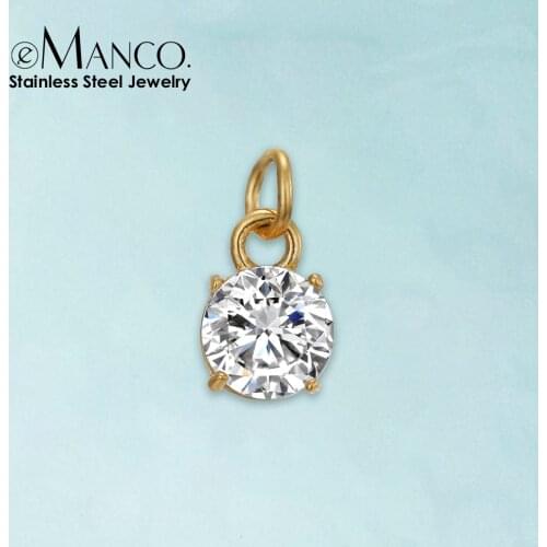 EManco Stainless Pendant Necklace Round zircon pendant Charms Necklace Cosplay Jewelry Gift for Diy Necklace Bracelet Jewelry