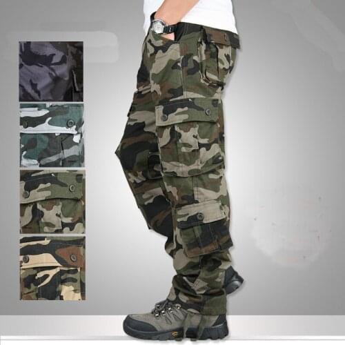 Camouflage Camo Cargo Pants Men Casual Multi-pockets Baggy Combat Loose Trousers Overall Army Military Tactical Pants Hombre 44