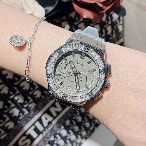 New Unisex Watch Waterproof Women Big Dial Six Pin Sports Chronograph Womens Rhinestone Watches Ladies Casual Watch Clock Gift