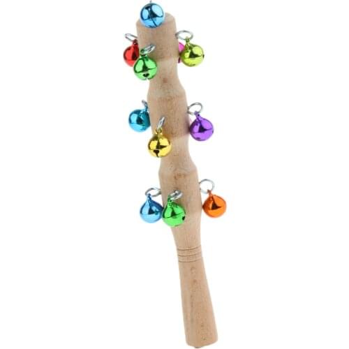 Wooden 13 Bells Hand Bell Hand Percussion Instrument Toy for Christmas Gift