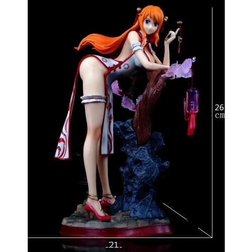 29cm Japanese Anime Figure Cheongsam Nami GK Anime PVC Action Figure Toy Game Statue Collectible Model Doll Figma Gift