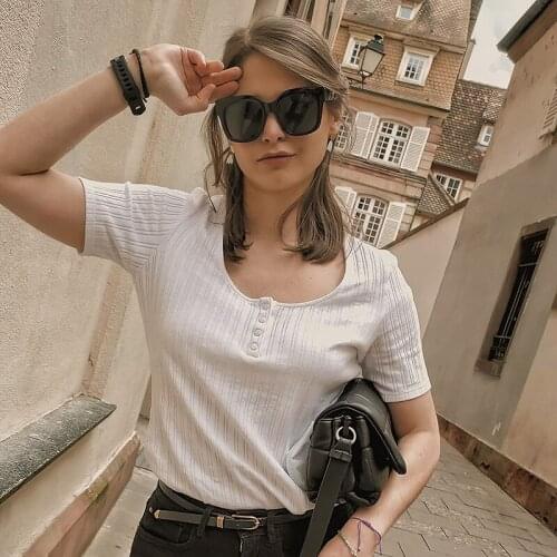 Ribbed Malo T-shirt Women Summer Clothing 2021 Short Sleeve Round Neck Elegant Tee Shirt T Shirt Vintage Top Tshirt