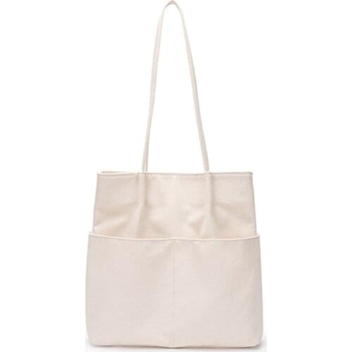 Canvas bag shopping bag one-shoulder tote Japanese style simple and light class student portable big girl summer