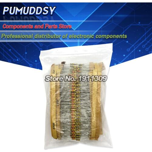 860pcs/lot Carbon Film Resistor Kit 1/4W 5% resistors assorted kit set 43values*20pcs Resistance 1R - 1M Ohm 0.25W resistor pack