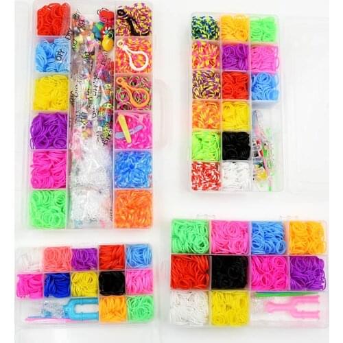 Box Packed ! Loom Bands Kid DIY Set Bracelet Silicone Rubber Bands Elastic Colorful Weave Loom Bands Toy Children Goods
