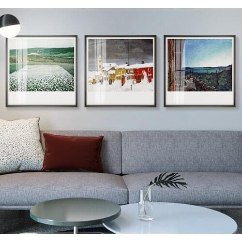 Beautiful Snow Scene Lake Grassland Canvas Painting Wall Art Nordic Posters and Prints Wall Pictures for Living Room Decoration