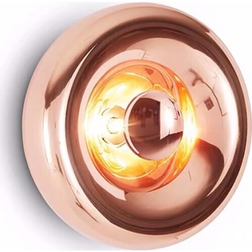 Round Chorme Rose Gold Wall Lights Glass Parlor Bedroom Wall Sconce Modern Wall Deco Surface Mount Nordic Loft Light Fixtures