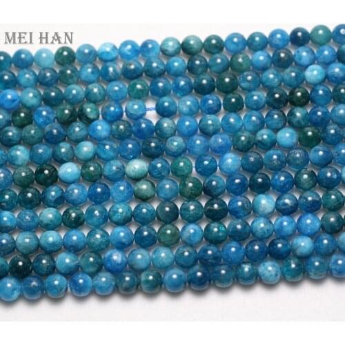 Meihan Free shipping natural (2strands/set) 6mm+-0.2 Apatite smooth round charm gem stone for jewelry making