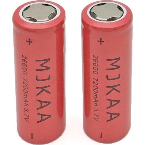 MJKAA Original 1pc High Capacity 7200mAh 3.7V 26650 Battery Rechargeable Lithium Li-ion Battery for LED Flashlight