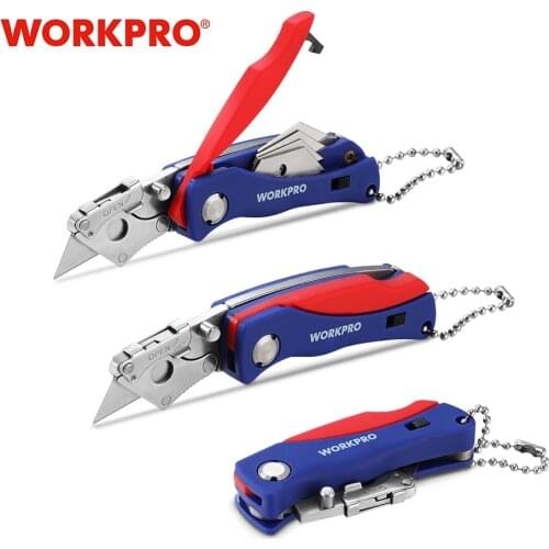 WORKPRO Multifunction Mini Folding Knife with 5 Blades Portable Key Chain Knife Camping Key Ring Utilit Knife Tool Jackknife