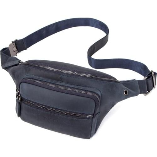 Trendy top layer leather sports belt bag European and American trend diagonal mobile phone belt bag