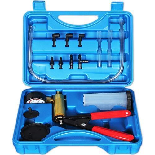 AUTO -2 In 1 Brake Bleeder Kit Hand Held Vacuum Pump Test Set For Automotive With Sponge Protected Case,Adapters,One-Man Brake