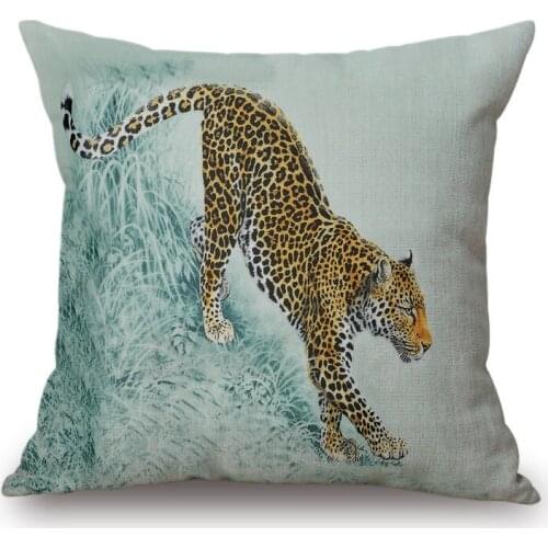 Equator Jungle Pillow Cover Tiger Goes Down The Mountain Cushion Cover Sofa Decorative Textile Linen Outside Pillow Covers Horse