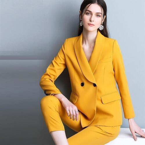 2019 New Korean Style Women Suits,Pants Suits Elegant Woman,OL Professional Two-piece Suit,Wedding Evening Party Formal Suit Set