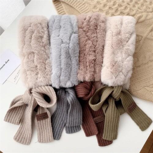 New Plush Scarf for Women Autumn and Winter Chic Cute Faux Rabbit Fur Collar Scarf Thickened Warm Korean East Gate