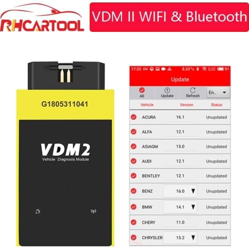OBD2 UCANDAS VDM2 Full system V5.2 Bluetooth/Wifi OBD2 VDM II for Android VDM 2 OBDII Code Scanner PK easydiag Update free