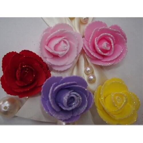 Wholesale Artificial Flowers with Imprints of The Teeth Shining Glitter Roses 5 Cm DIY Wedding Supplies Wreath Ball-flower