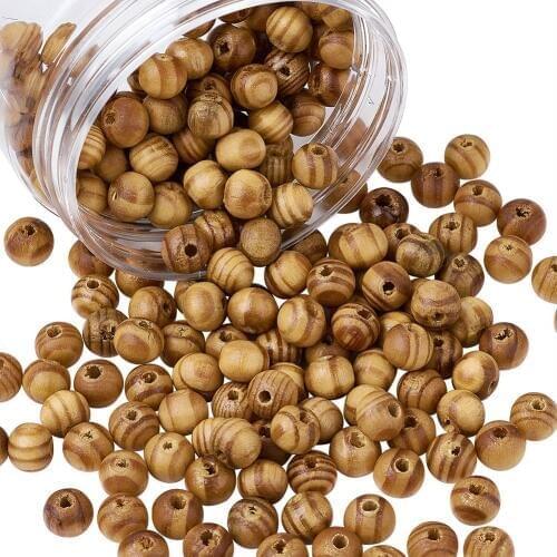 PandaHall 200pcs 8mm Wood Wooden Loose Ball Beads for Jewelry Making DIY Findings Necklace Bracelets Earrings Lead Free Round