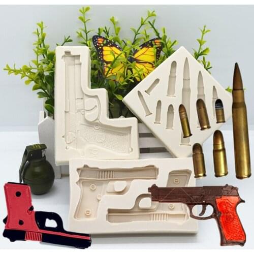 Gun Bullet Shape Silicone Mold war Kitchen Baking Tools DIY Cake Chocolate Fondant Moulds Dessert Pastry Resin Molds