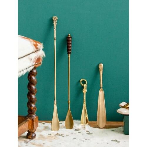 Shoe lifter Household long-handled brass lazy shoes artifact Super long Retro light luxury Household product Imported from India