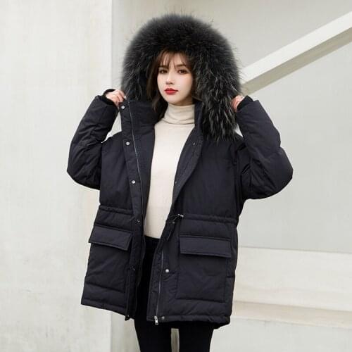 2021 New Trend Winter White Duck Down Coat Women Parkas Fashion Korean Real Larger Fox Fur Hooded Thick Outerwear Puffer Jackets