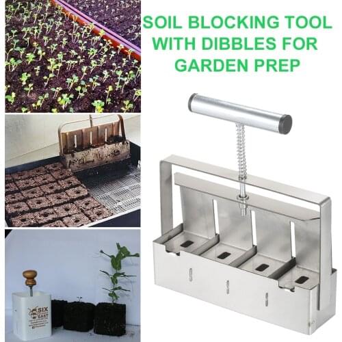 Handheld Soil Blocker 2-Inch Soil Block Maker Soil Blocking Tool with Dibbles Dibbers for Garden Prep bloqueur de so