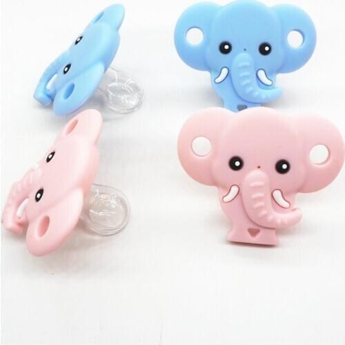 Chenkai 50PCS Silicone Elephant Nipples Teether DIY Newborn Infant Baby Pacifier Dummy Nursing Teething Jewelry Animal Toy Craft