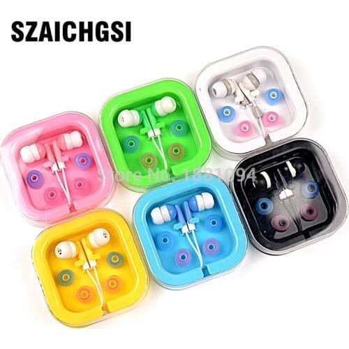 SZAICHGSI Girl Gift Lowest Price Discount Promotion 6 Colors Candy Fruit in Ear Headphone Earphones + Retail Package 200pcs/lot