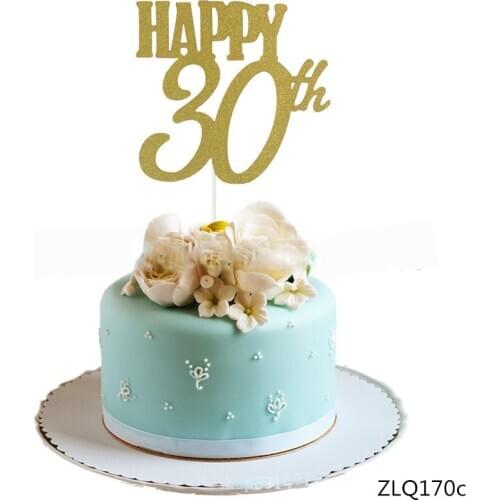 1pc 10th/20th/30th/40th/50th/60th Topper Glitter Cake Topper Flags Wedding/Birthday/Party Baking Cake Decoration Supplies