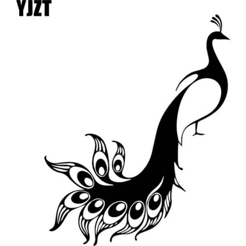 YJZT 14.4CM*17.9CM Beautiful Peacock Stunning Decoration Car Stickers Bumper Vinyl Decal Black/Silver C4-1259