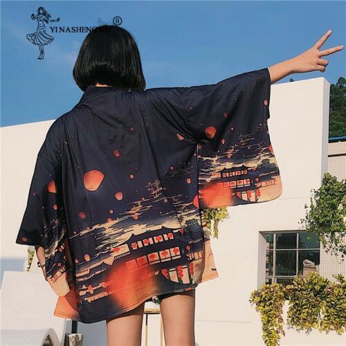Japanese Yukata Coat Women Kimonos Traditional Printed Cardigan Kimono Harajuku Clothing Girls Haori Cosplay Outerwear Costumes