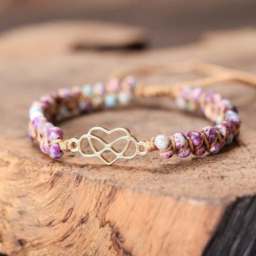 Heart Infinite Love Bracelets Women Handmade Braided Stones Double Layers Couple Jewelry