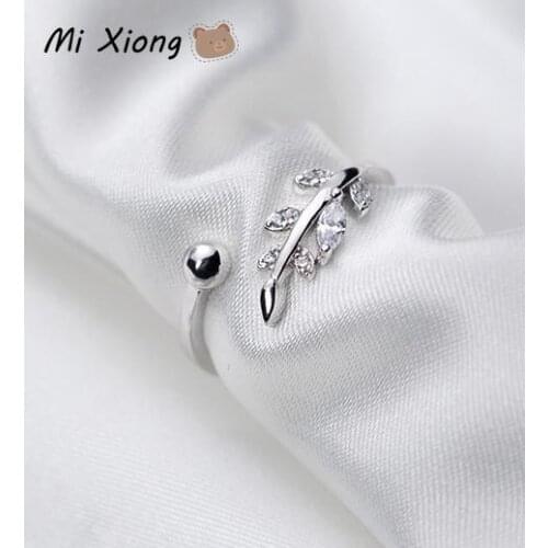 Mi Xiong 925 Sterling Silver Rings Women Luxury Jewelry Leaves Adjustable Cute Wedding Engagement Elegant Classic Romantic Love