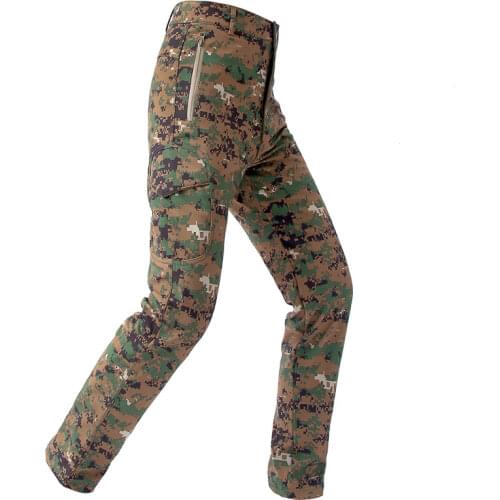 Winter 2021 thicken straight military jungle desert Army Shark skin soft shell fleece camouflage pants trousers men tactics XXXL