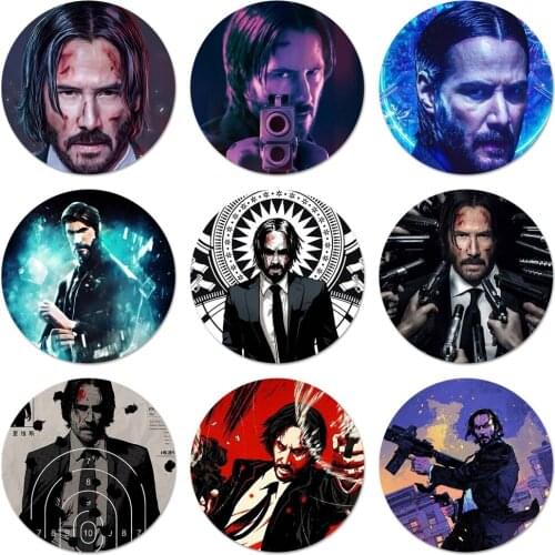 John Wick Icons Pins Badge Decoration Brooches Metal Badges For Backpack Decoration 58mm