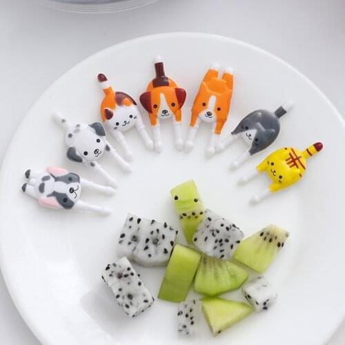 10Pcs Cute Mini Animal Cartoon Food Picks Children Snack Cake Dessert Fruit Forks Kids Lunch Bento Party Tableware Decor
