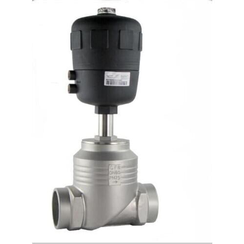 3" inch 2/2 way piston controlled flat-seat valve globe control valve big port with weld ends 100mm PA actuator