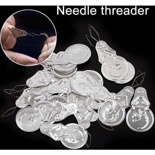 50Pcs Stitch Insertion Accessories Needle Threader for Hand Sewing Machines Aluminum Slice Needle Threader DIY Accessories