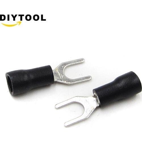 50pcs SV1.25-4S 22-16AWG Insulated Spade Terminal Block Connector Electrical Furcate Lug Crimp Cable Wire Forked End Insulation