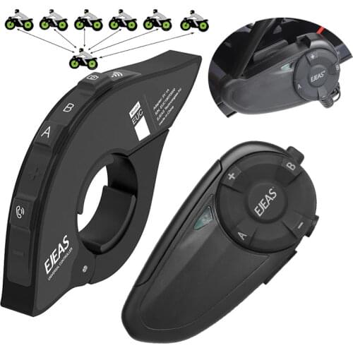 EJEAS Q7 Motorcycle Helmet Bluetooth 5.0 Intercom Headsets Remote Control Hands-Free Wireless Intercomunicadores Music Type C