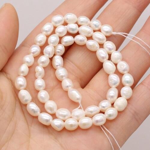 A White Natural Freshwater Pearl Beaded Irregular Rice Shape Punch Loose Beads for Jewelry Making DIY Charm Bracelet Necklace