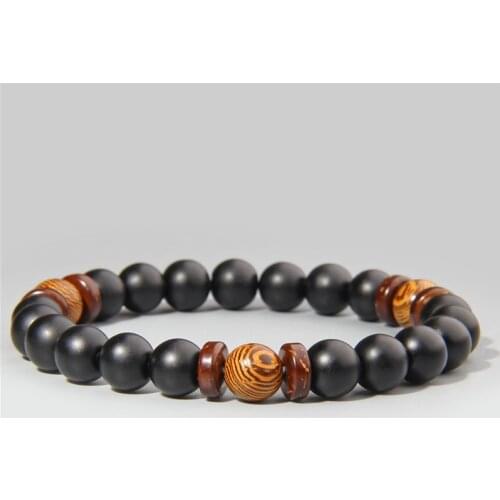 Natural Stone round Beads Bracelet Agates wood Bracelets For attractive Women Handmade male Jewelry Charm bracelet Creative gift