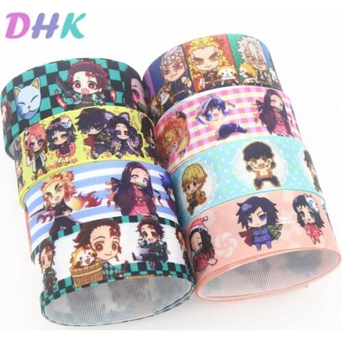 DHK 50yards japan cartoon Printed Grosgrain Ribbon Accessory Hairbow Headwear Decoration DIY Wholesale OEM S1292