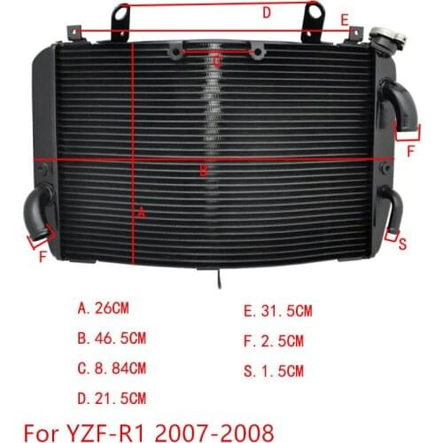 For Yamaha YZFR1 YZF-R1 2007 2008 YZF R1 YZF1000 Motorcycle Radiator Engine Motor Bike Aluminium Replace Parts Cooling Cooler