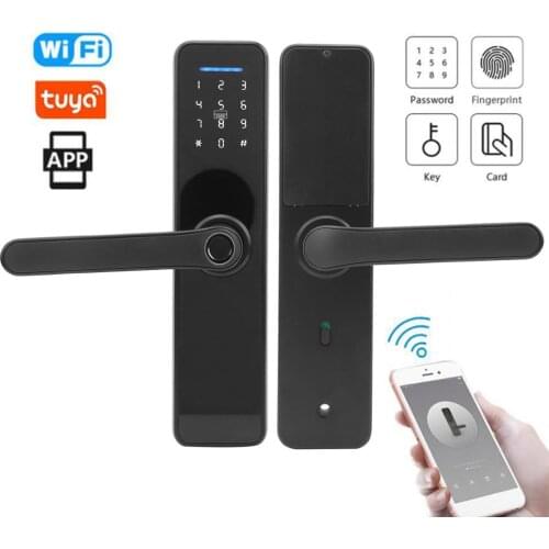 Smart Wifi Electronic Door Lock Fingerprint Password IC Card Mechanical Key Tuya APP Unlock Zinc Alloy Security Anti-Theft Lock